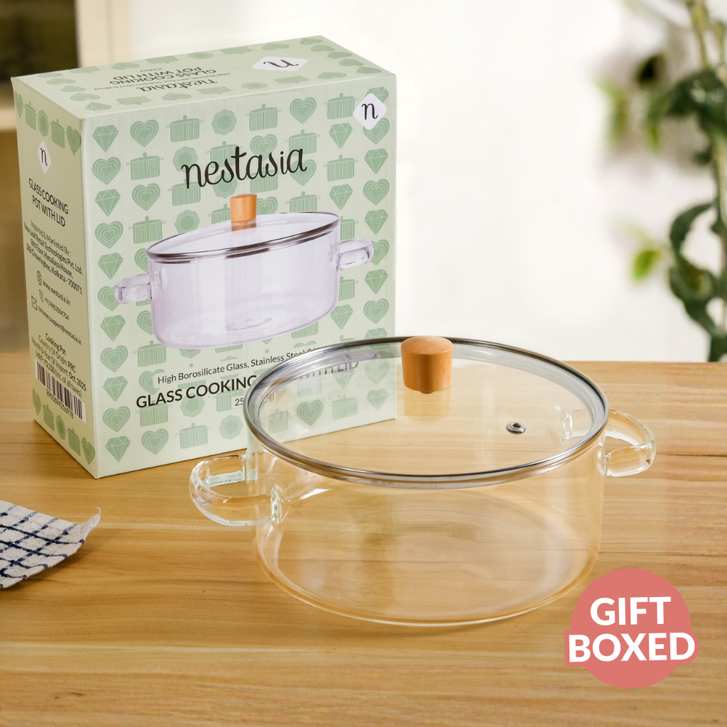 Borosilicate Glass Cooking Pot With Lid 2500ml Nestasia