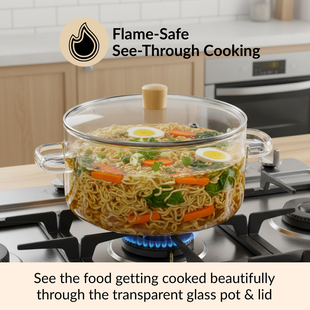 Borosilicate Glass Cooking Pot With Lid 2500ml Nestasia