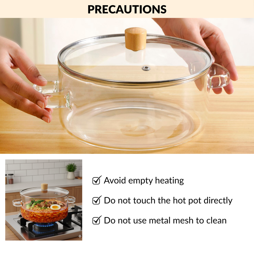 Borosilicate Glass Cooking Pot With Lid 2500ml Nestasia