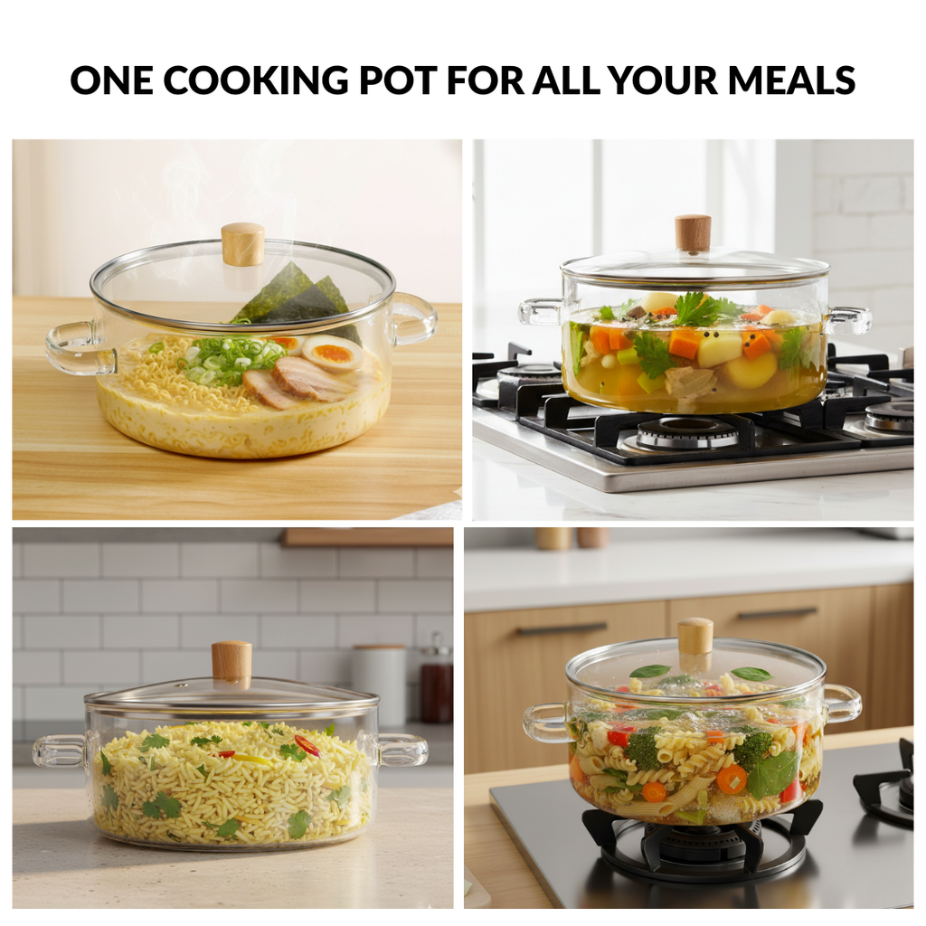 Borosilicate Glass Cooking Pot With Lid 2500ml Nestasia