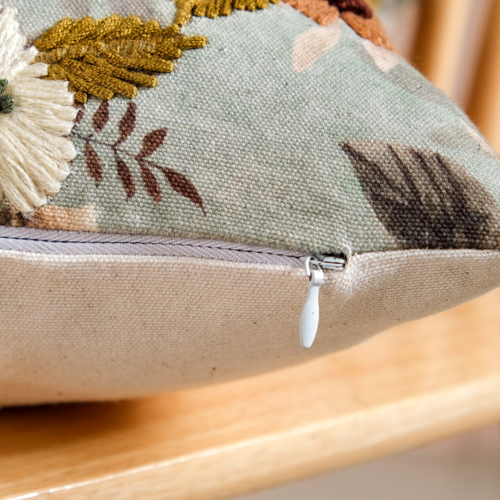 Botanical Breeze Embroidered Cushion Cover 40x40cm Nestasia