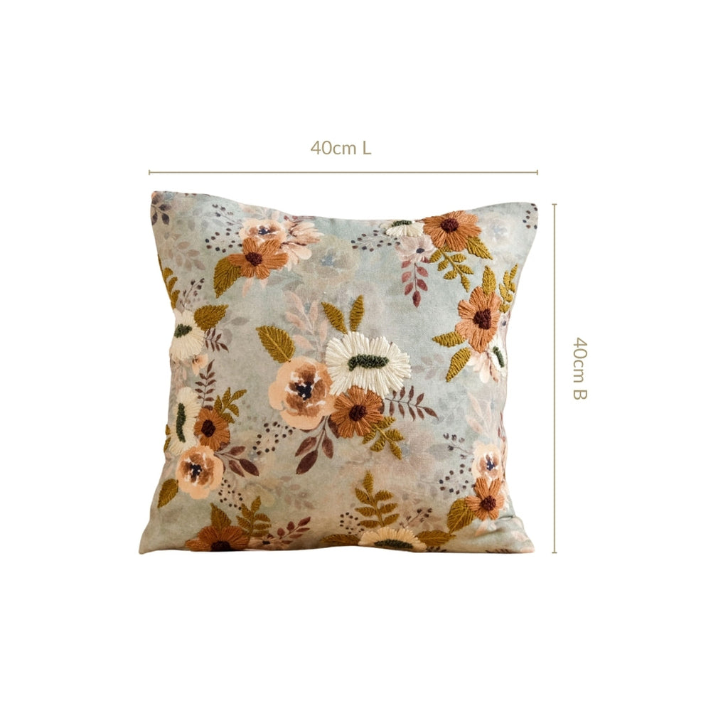 Botanical Breeze Embroidered Cushion Cover 40x40cm Nestasia