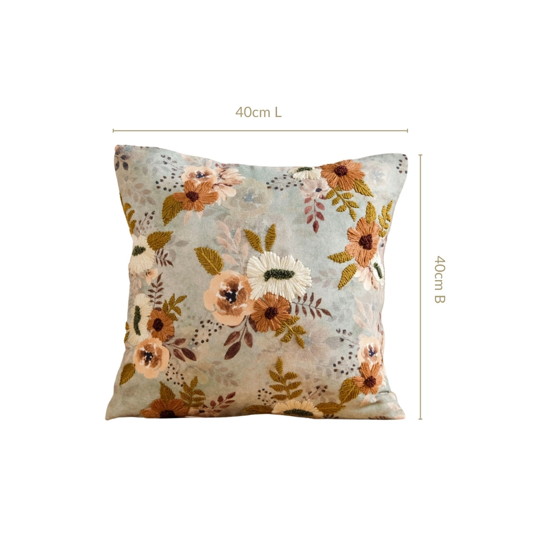 Botanical Breeze Embroidered Cushion Cover 40x40cm Nestasia