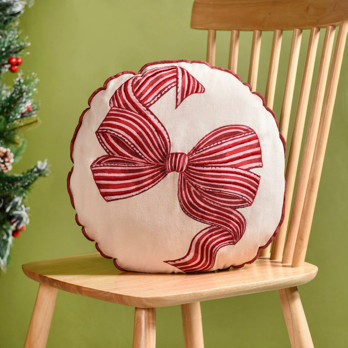 Bow Embroidered Cushion Cover 45cm Nestasia