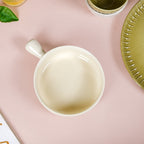 Pastel Cream Ceramic Bowl With Handle 700ml Nestasia