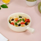 Pastel Cream Ceramic Bowl With Handle 700ml Nestasia