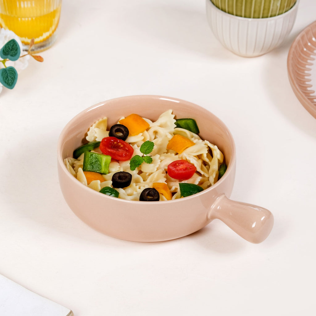 Beige Ceramic Bowl With Handle 700ml Nestasia