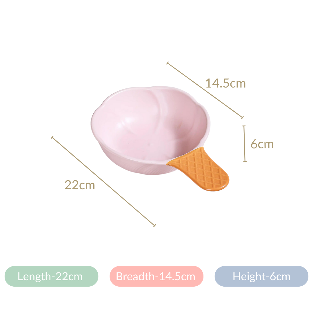 Ice Cream Bowl With Handle Strawberry Pink 400 ml Nestasia