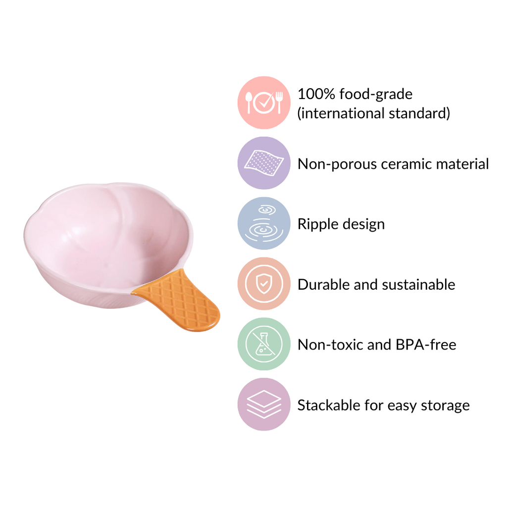 Ice Cream Bowl With Handle Strawberry Pink 400 ml Nestasia