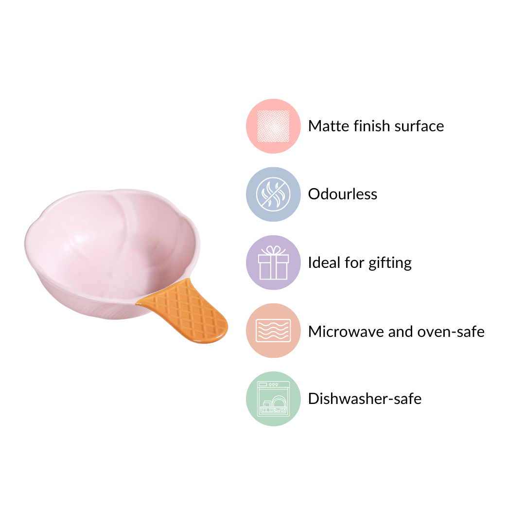 Ice Cream Bowl With Handle Strawberry Pink 400 ml Nestasia