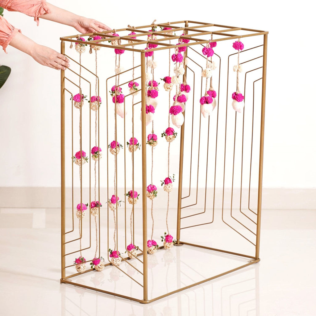 Box Frame Metal Backdrop For Puja Decor 38 Inch Nestasia