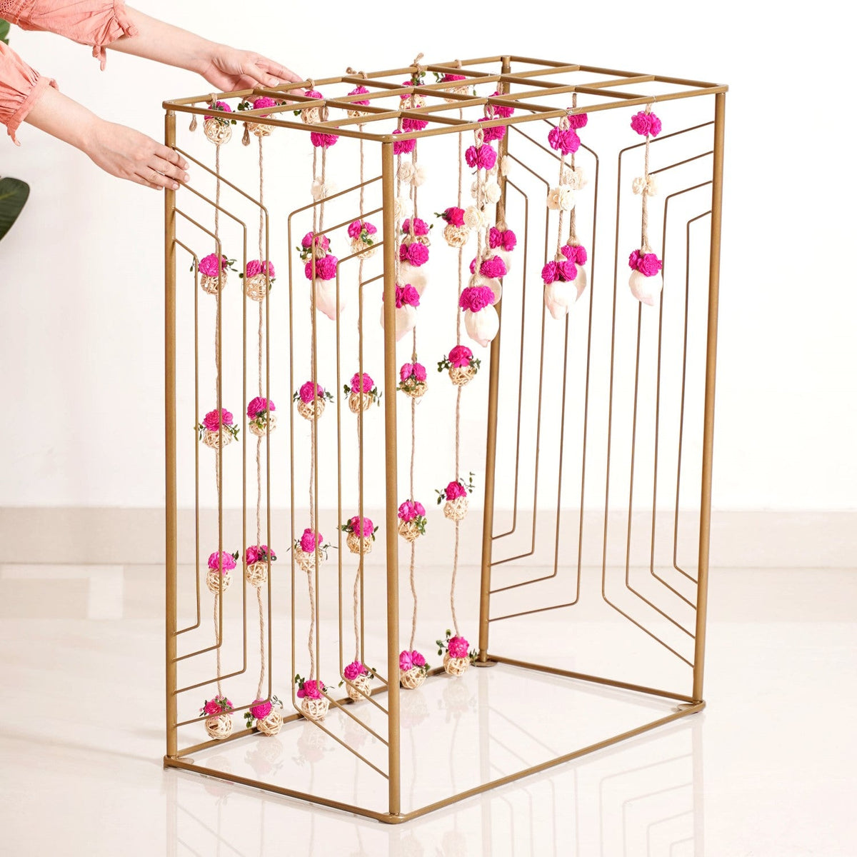 Box Frame Metal Backdrop For Puja Decor 38 Inch Nestasia