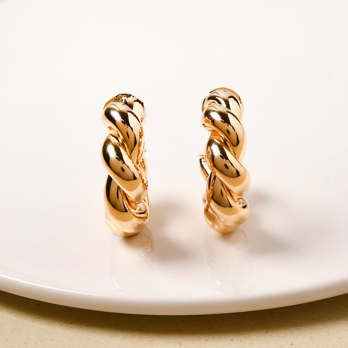 Braided In Gold Chunky Hoop Earrings Nestasia