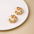 Braided In Gold Chunky Hoop Earrings Nestasia