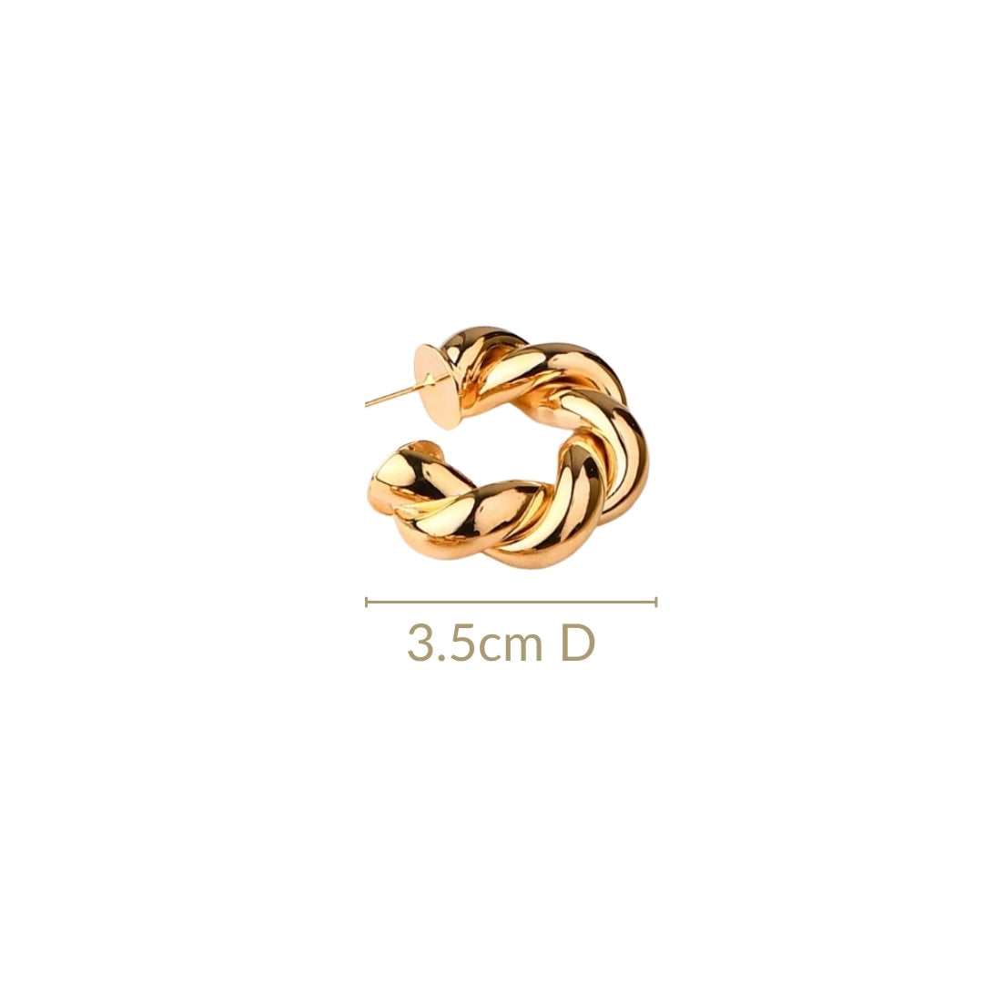 Braided In Gold Chunky Hoop Earrings Nestasia