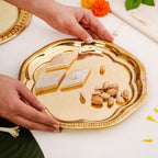 Veda Pure Brass Floral Tray For Festive Decor 24cm Nestasia