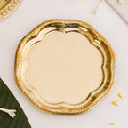 Veda Pure Brass Floral Tray For Festive Decor 24cm Nestasia