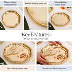 Veda Pure Brass Floral Tray For Festive Decor 24cm Nestasia