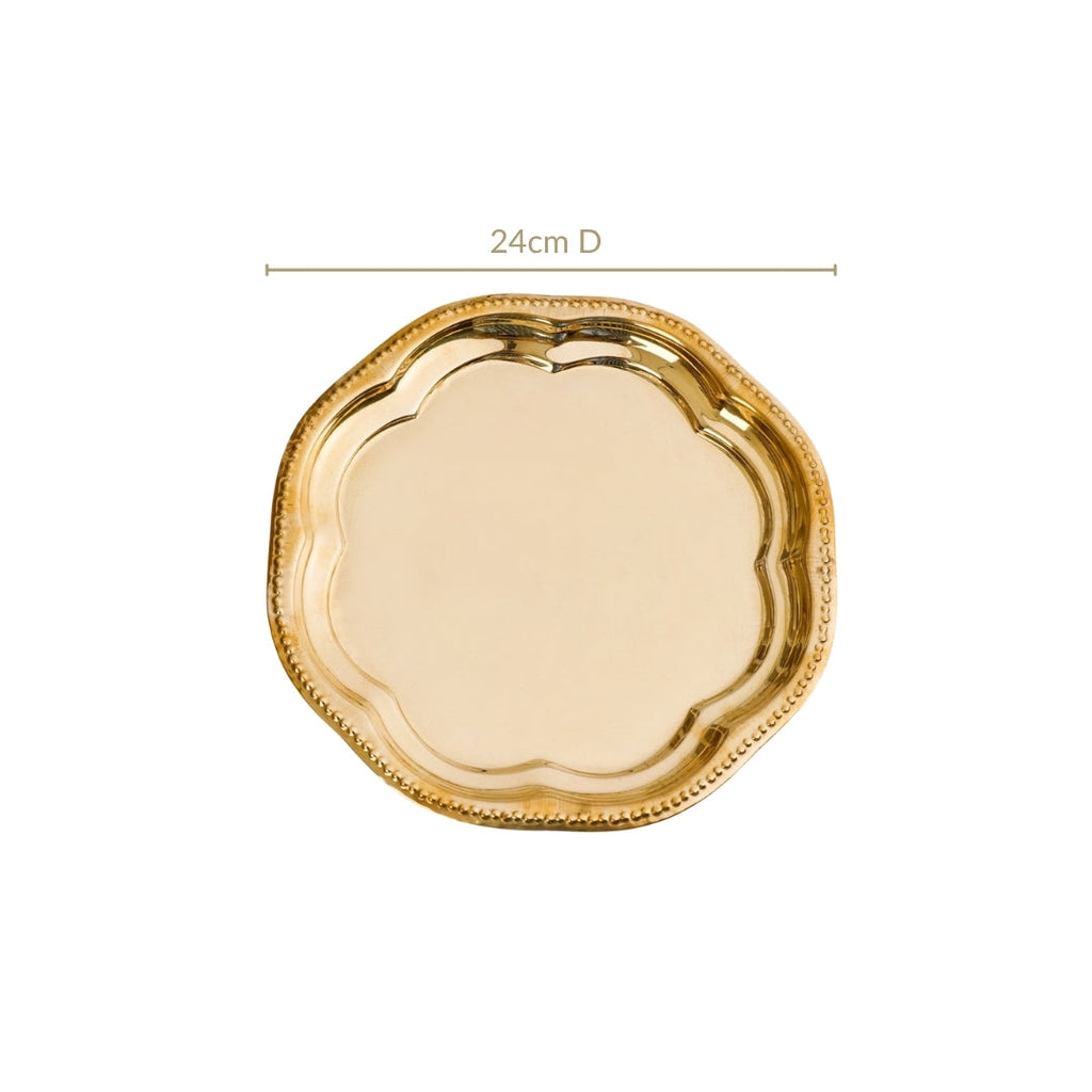 Veda Pure Brass Floral Tray For Festive Decor 24cm Nestasia