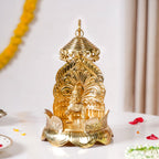 Brass Krishna Singhasan With Lotus And Peacock Embossing Nestasia