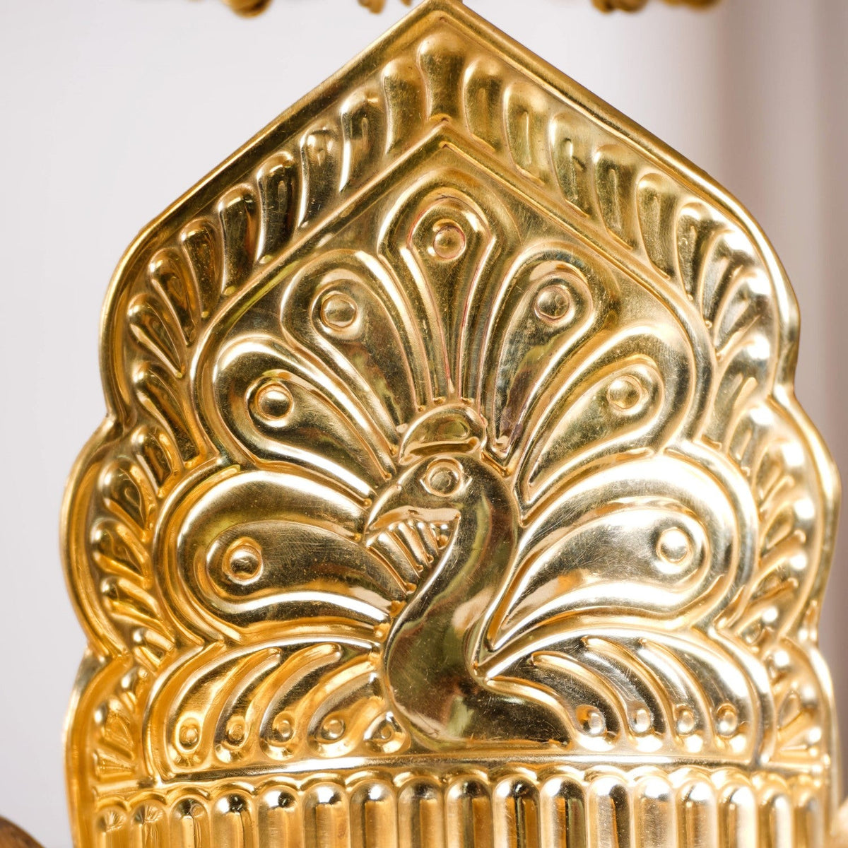 Brass Krishna Singhasan With Lotus And Peacock Embossing Nestasia