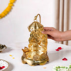 Brass Krishna Singhasan With Lotus And Peacock Embossing Nestasia