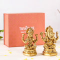 Ganesh Laxmi Pure Brass Statue Set Of 2 11cm Nestasia