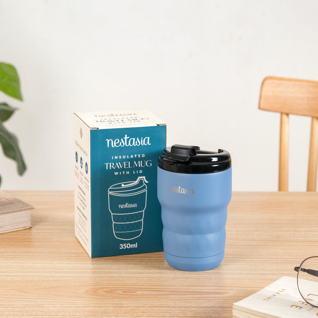 Brewster Easy Sip Copper Insulated Travel Mug Azure Blue 350ml Nestasia