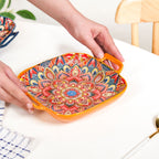 Mandala Melange Square Ceramic Serving Platter Orange Nestasia