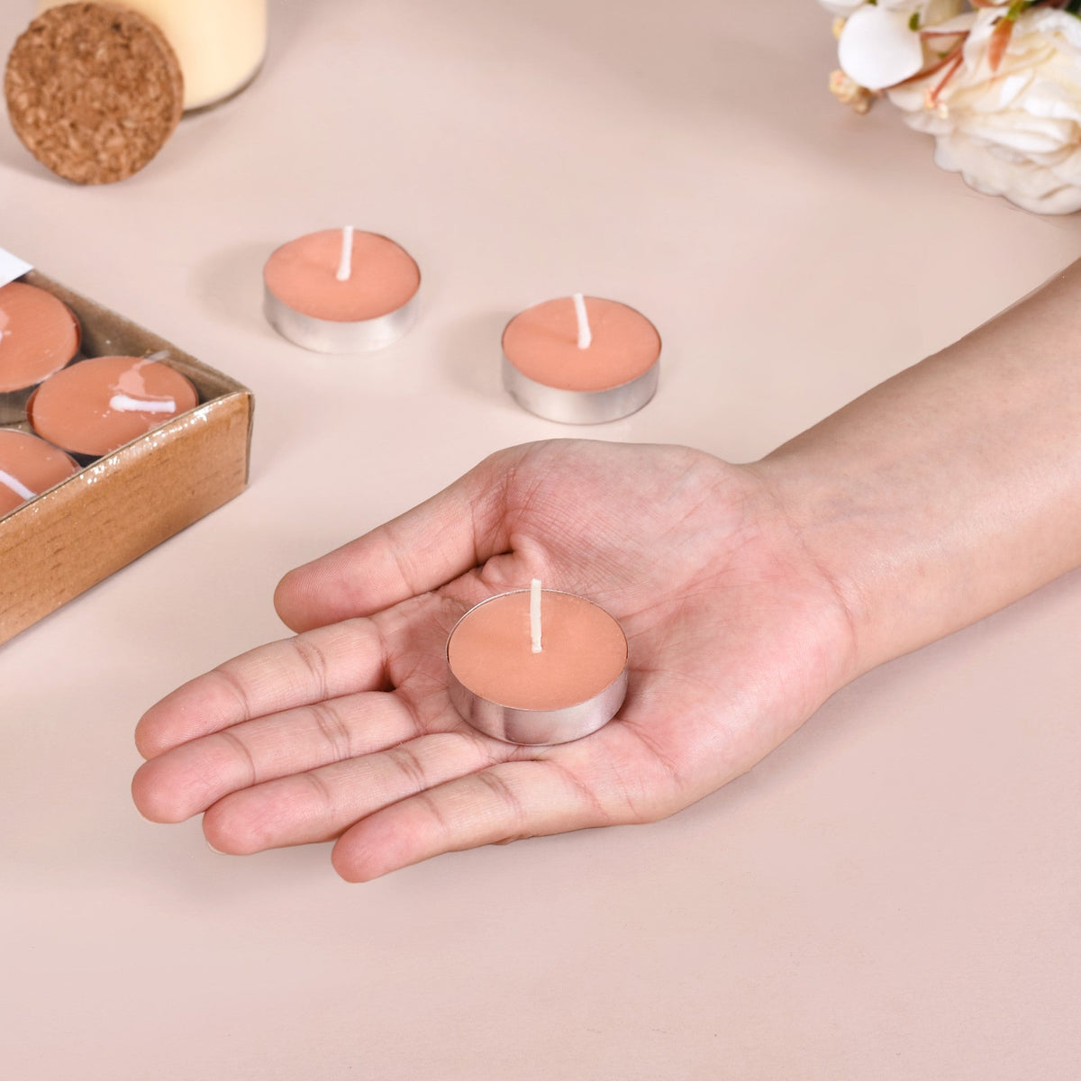 Festive Tealight Candles Peach Set Of 50 Nestasia