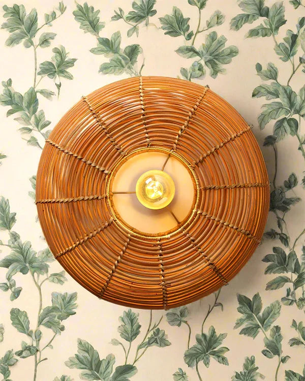 Boho Rattan Wall Lamp for Balcony and Living Room