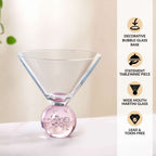 Bubble Base Martini Glass Set Of 2 220ml Pink Nestasia