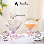 Bubble Base Martini Glass Set Of 2 220ml Pink Nestasia