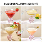 Bubble Base Martini Glass Set Of 2 220ml Pink Nestasia