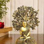 Brass Lightweight Buddha Statue With Tree (6.5 Inch) Vedansh Craft