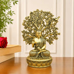 Brass Lightweight Buddha Statue With Tree (6.5 Inch) Vedansh Craft