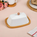 Blanca Rectangular Wooden Butter Dish With Ceramic Lid Nestasia