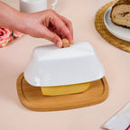 Blanca Rectangular Wooden Butter Dish With Ceramic Lid Nestasia