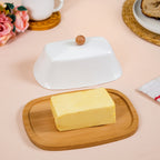 Blanca Rectangular Wooden Butter Dish With Ceramic Lid Nestasia