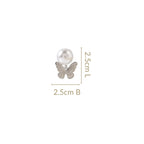 Butterfly Charm Pearl Stud Earrings Nestasia