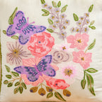 Butterfly Meadow Cotton Embroidered Cushion Cover 40x40cm Nestasia