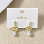 Butterfly Pearl Drop Earrings Nestasia