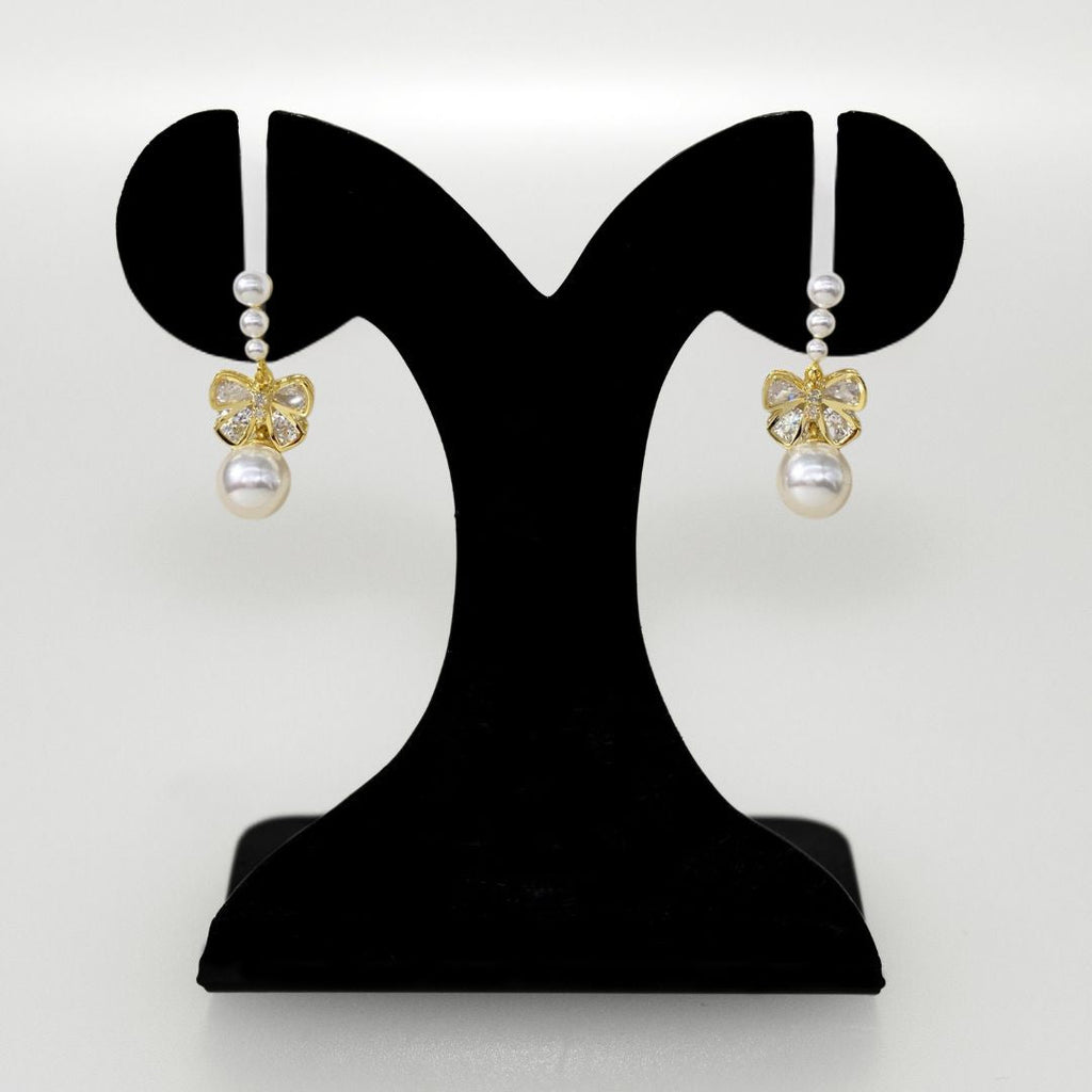 Butterfly Pearl Drop Earrings Nestasia