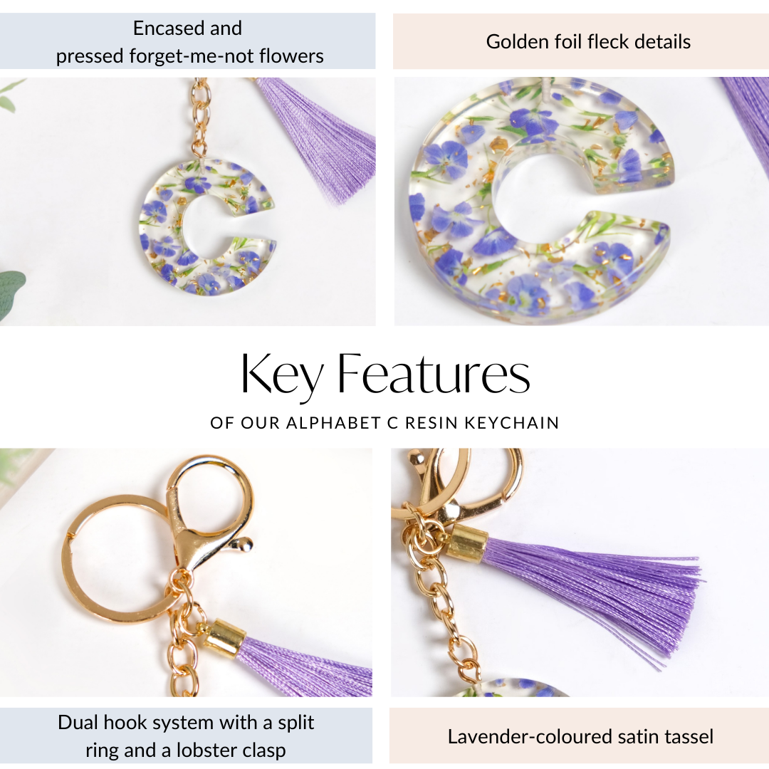 Charming Elegance C Alphabet Keychain Nestasia