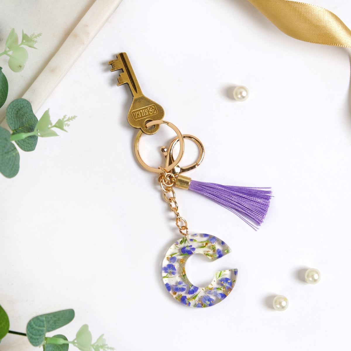 Charming Elegance C Alphabet Keychain Nestasia