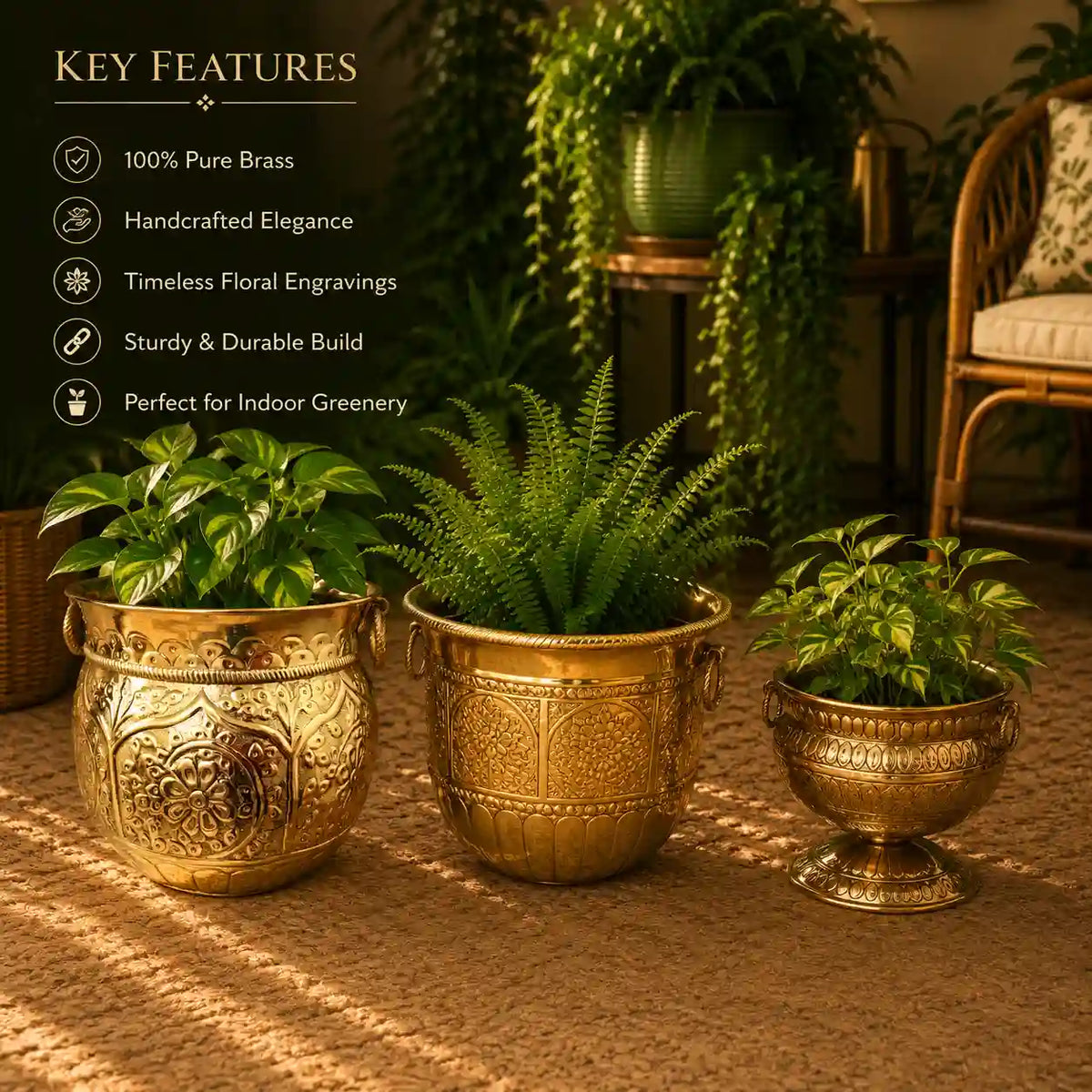 Brass Bucket Planter Pot Vedansh Craft
