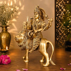 Brass Goddess Durga Sitting on Lion Superfine Idol (16.5 Inch) Vedansh Craft