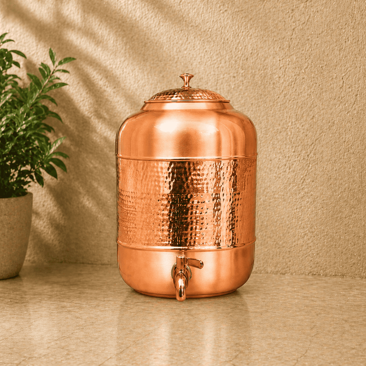 Copper Half Hammered Water Dispenser Vedansh Craft