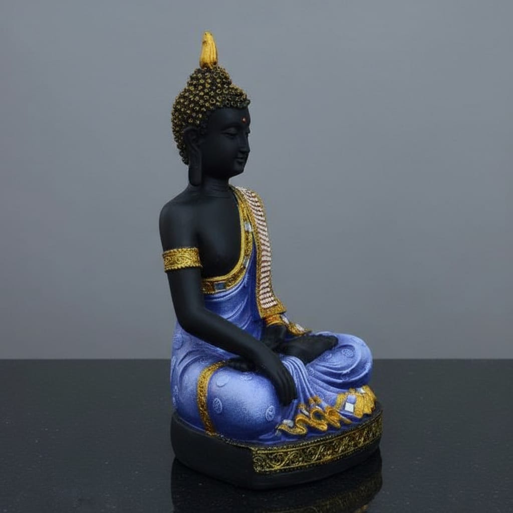 Polyresin Meditating Lord Buddha - Purple Kafalo