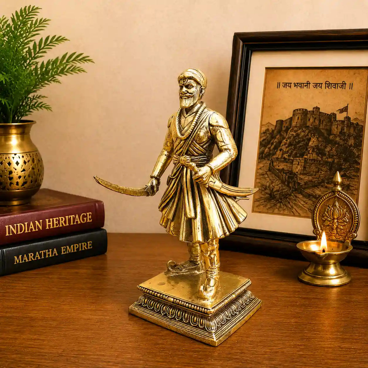 Brass Lightweight Chatrapati Shivaji Maharaj Idol (5 Inch) Vedansh Craft
